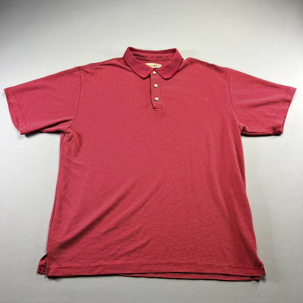 Jamaica Jaxx Polo Shirt Men XL Red Striped Tennis Tail Golf Performance Athletic